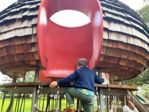 Climbing up to the cubby house at Jubilee Park